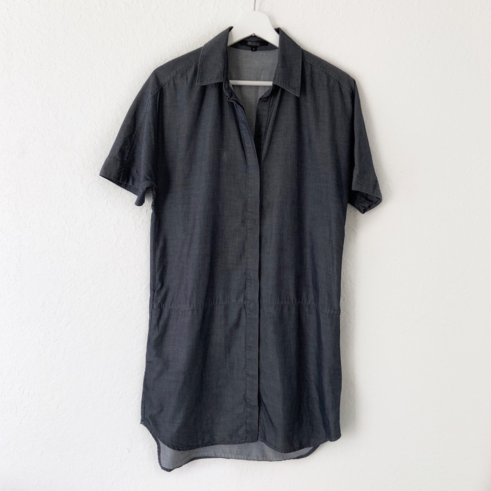 Tibi Denim Chambray Shirt Dress Short Sleeves Sz 0